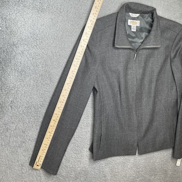 Talbots Wool Blazer Womens 4 Gray Jacket Full Zip Career Preppy Made In Italy - Picture 4 of 14